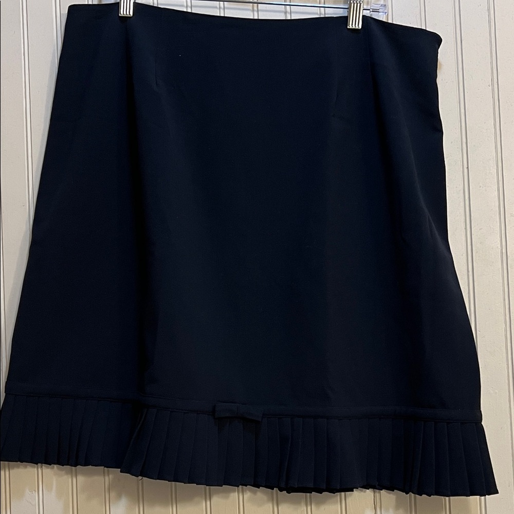 dressbarn Navy A-Line Skirt with Pleated Hem